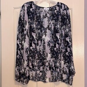Parker Black, Gray & Lavender Floral Blouse